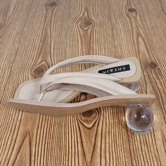 Crystal Ball Low Heel Flip Flops Nude 39 - Picture 3 of 5